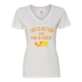 thumbnail image 1 of Inktastic Life's Better Mac & Cheese Women's V-Neck T-Shirt, 1 of 5