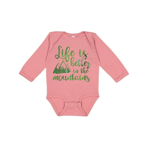 Inktastic Life's Better Mountains Girls Long Sleeve Baby Bodysuit