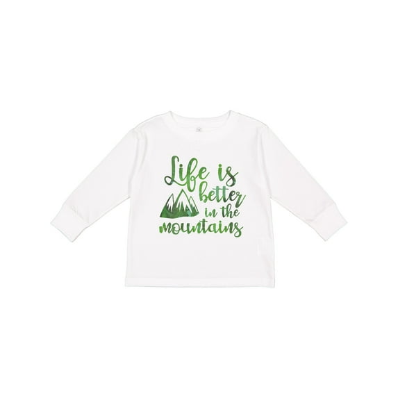 Inktastic Life's Better Mountains Girls Long Sleeve Toddler T-Shirt