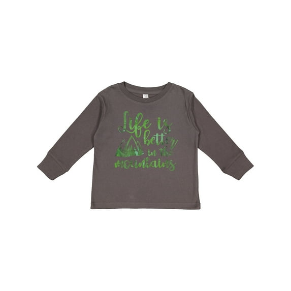 Inktastic Life's Better Mountains Girls Long Sleeve Toddler T-Shirt