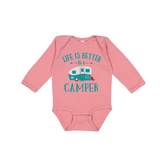 Inktastic Life's Better in a Camper Girls Long Sleeve Baby Bodysuit