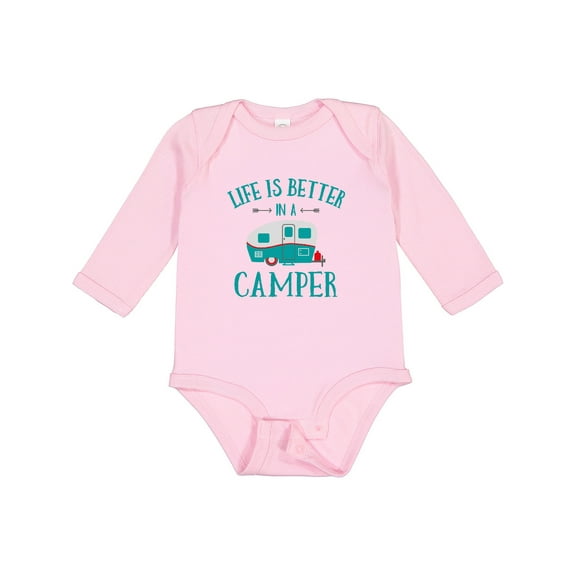 Inktastic Life's Better in a Camper Girls Long Sleeve Baby Bodysuit
