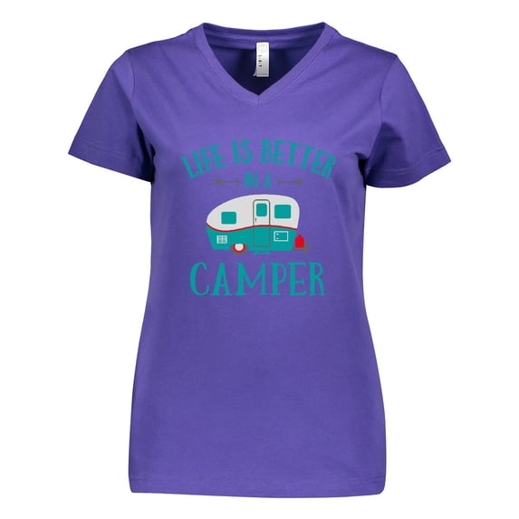 Inktastic Life's Better in a Camper Women's V-Neck T-Shirt