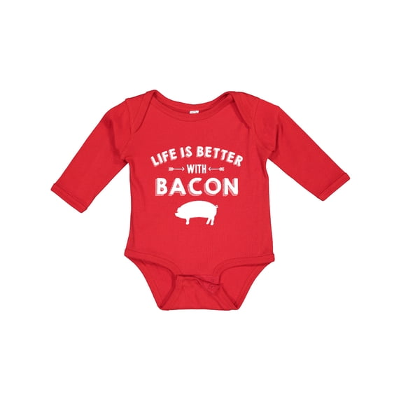 Inktastic Life's Better with Bacon Boys or Girls Long Sleeve Baby Bodysuit