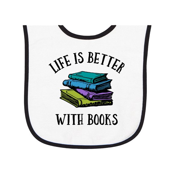 Inktastic Life's Better with Books Baby Terry Cloth Bib