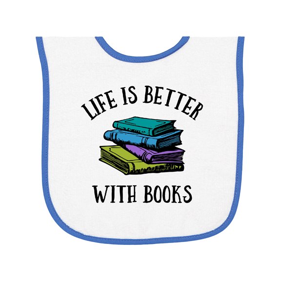 Inktastic Life's Better with Books Baby Terry Cloth Bib