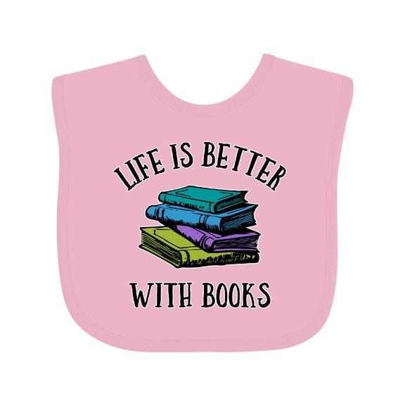 Inktastic Life's Better with Books Boys or Girls Baby Bib