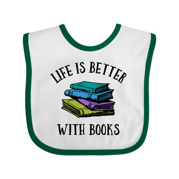 Inktastic Life's Better with Books Boys or Girls Baby Bib