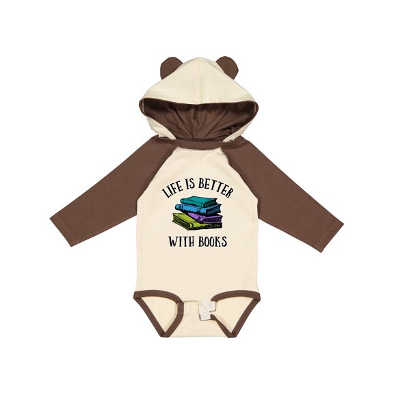 Inktastic Life's Better with Books Boys or Girls Long Sleeve Baby Bodysuit