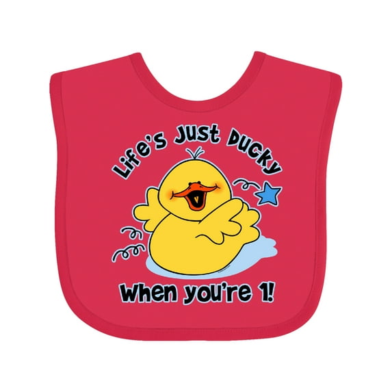 Inktastic Life's Ducky 1st Birthday Boys or Girls Baby Bib