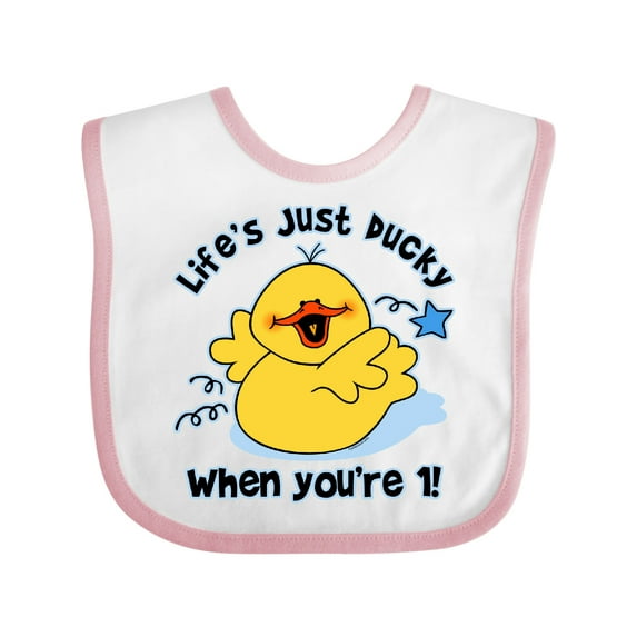 Inktastic Life's Ducky 1st Birthday Boys or Girls Baby Bib