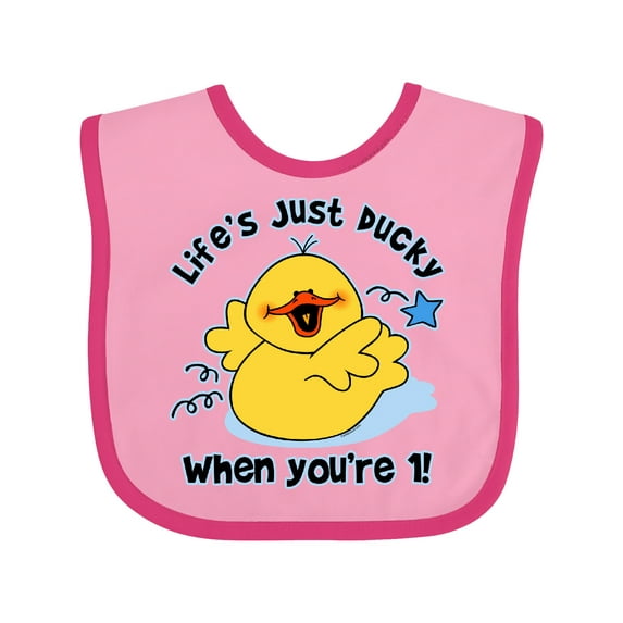 Inktastic Life's Ducky 1st Birthday Boys or Girls Baby Bib