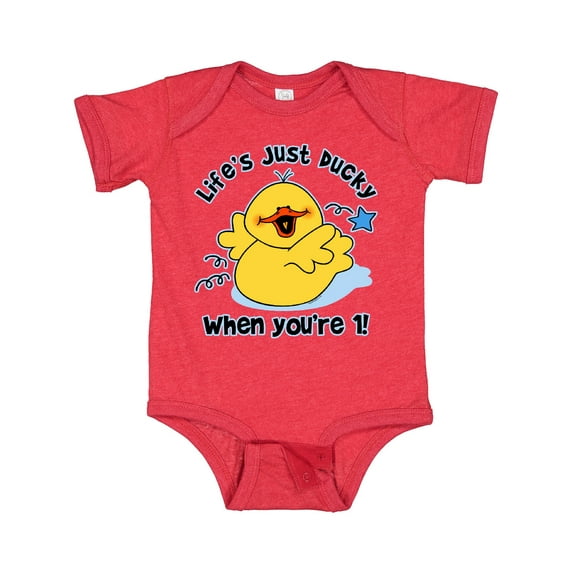 Inktastic Life's Ducky 1st Birthday Boys or Girls Baby Bodysuit