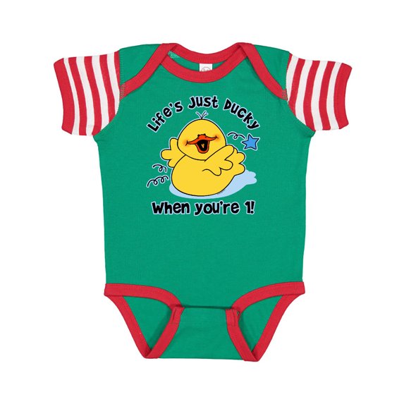Inktastic Life's Ducky 1st Birthday Boys or Girls Baby Bodysuit