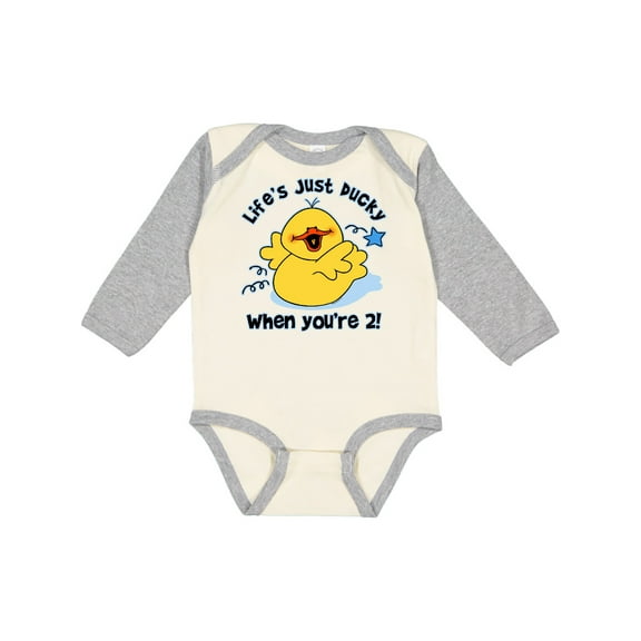 Inktastic Life's Ducky 2nd Birthday Boys or Girls Long Sleeve Baby Bodysuit