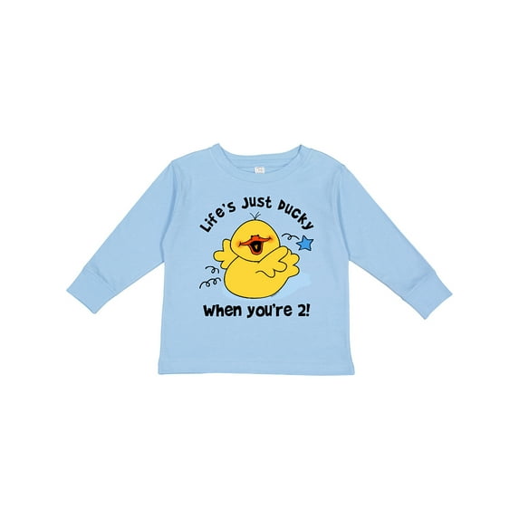 Inktastic Life's Ducky 2nd Birthday Boys or Girls Long Sleeve Toddler T-Shirt