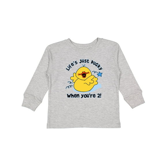 Inktastic Life's Ducky 2nd Birthday Boys or Girls Long Sleeve Toddler T-Shirt