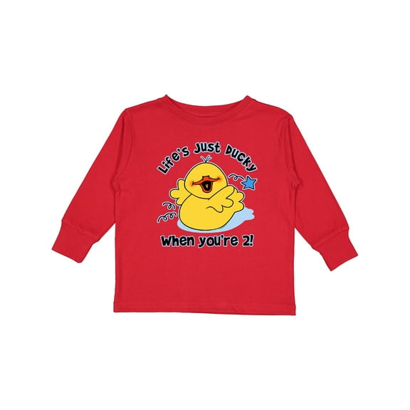Inktastic Life's Ducky 2nd Birthday Boys or Girls Long Sleeve Toddler T-Shirt