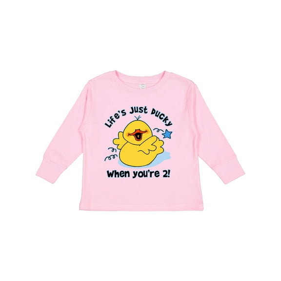 Inktastic Life's Ducky 2nd Birthday Boys or Girls Long Sleeve Toddler T-Shirt
