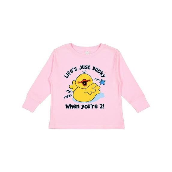 Inktastic Life's Ducky 2nd Birthday Boys or Girls Long Sleeve Toddler T-Shirt