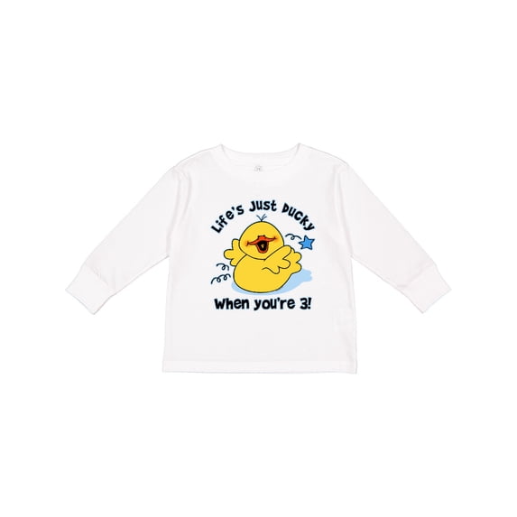 Inktastic Life's Ducky 3rd Birthday Boys or Girls Long Sleeve Toddler T-Shirt