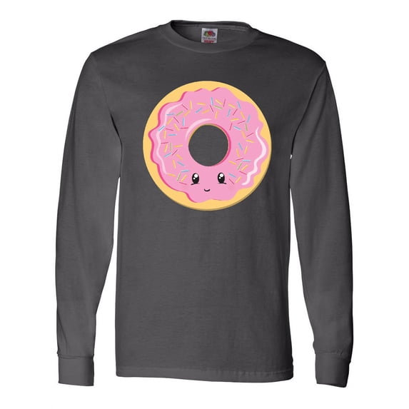 Inktastic Light Pink Donut Long Sleeve T-Shirt