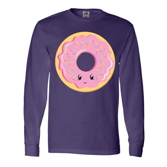Inktastic Light Pink Donut Long Sleeve T-Shirt