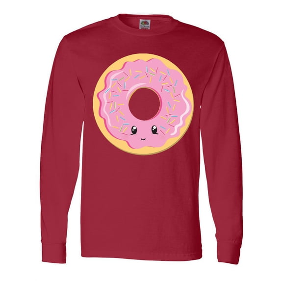 Inktastic Light Pink Donut Long Sleeve T-Shirt