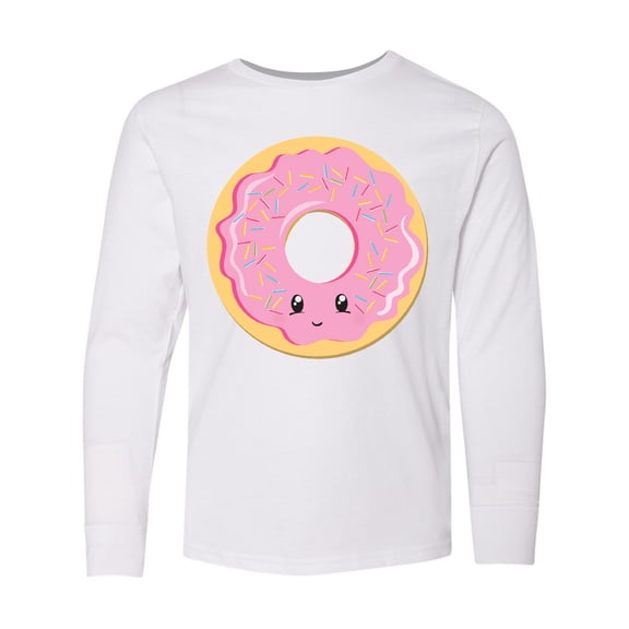 Inktastic Light Pink Donut Long Sleeve Youth T-Shirt