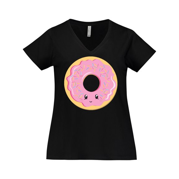 Inktastic Light Pink Donut Women's Plus Size V-Neck T-Shirt