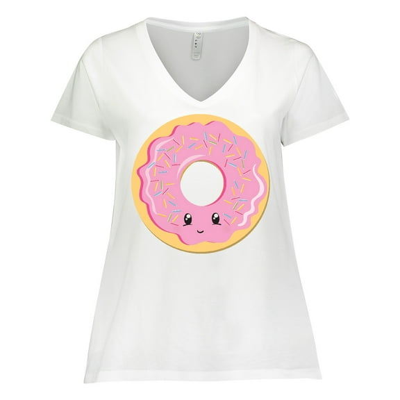 Inktastic Light Pink Donut Women's Plus Size V-Neck T-Shirt