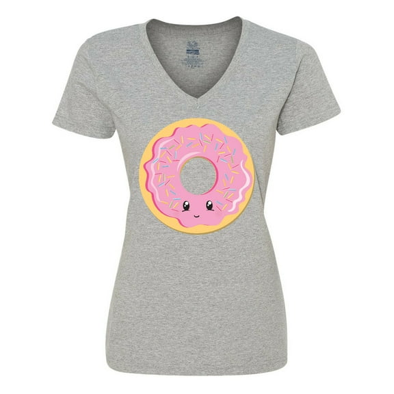 Inktastic Light Pink Donut Women's V-Neck T-Shirt