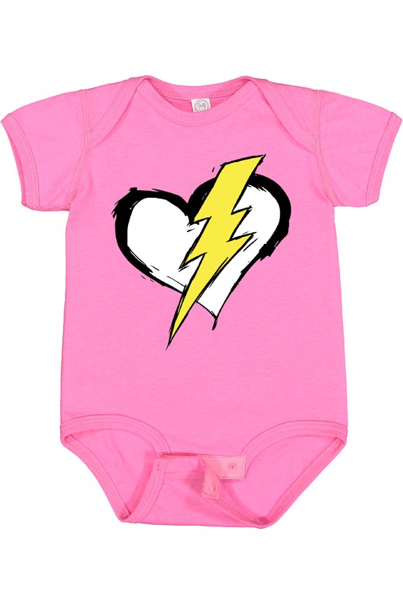 Lightning Bolt Heart Boys or Girls Baby Bodysuit