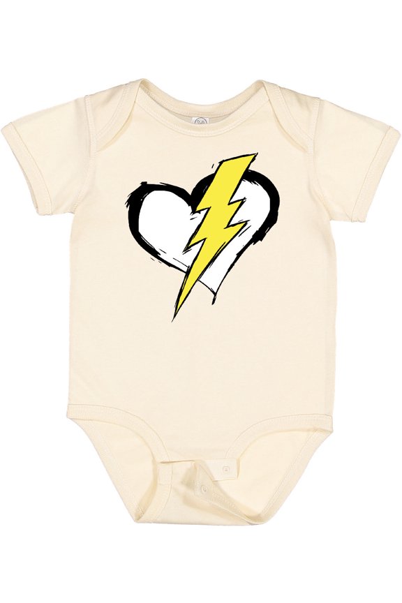 Lightning Bolt Heart Boys or Girls Baby Bodysuit
