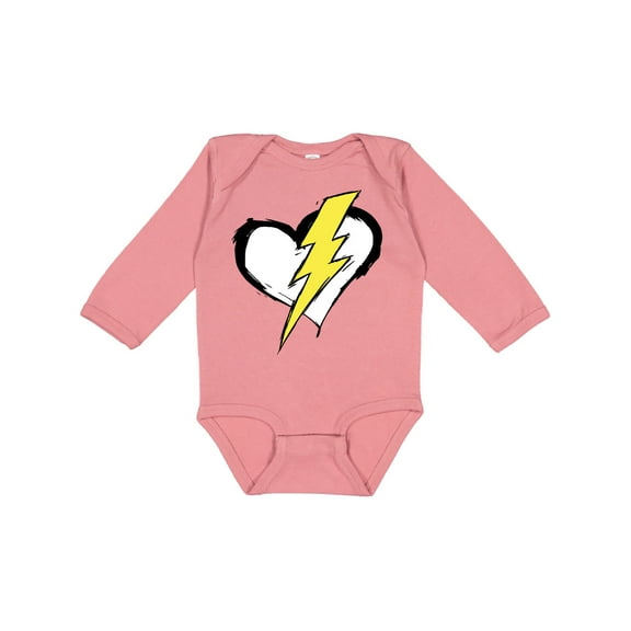 Inktastic Lightning Bolt Heart Boys or Girls Long Sleeve Baby Bodysuit