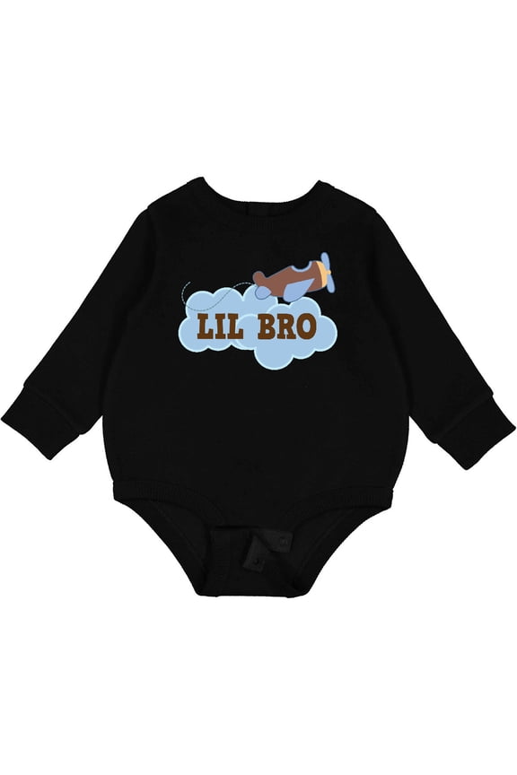 Lil Bro Airplane Boys Pilot Brother Baby Fleece Bodysuit