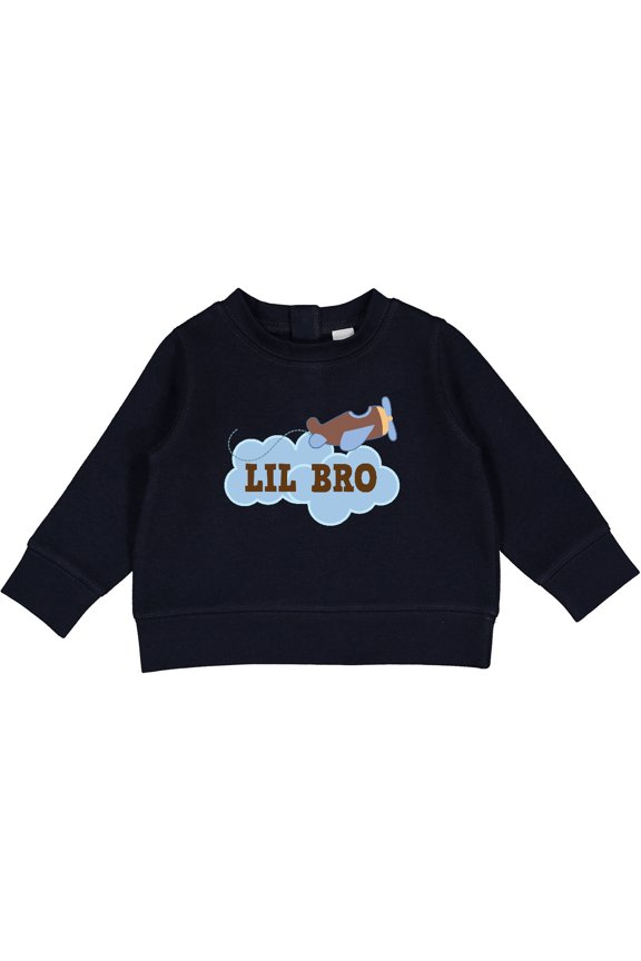 Lil Bro Airplane Boys Pilot Brother Baby Sweatshirt