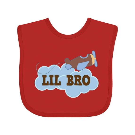 Inktastic Lil Bro Airplane Boys Pilot Brother Boys Baby Bib