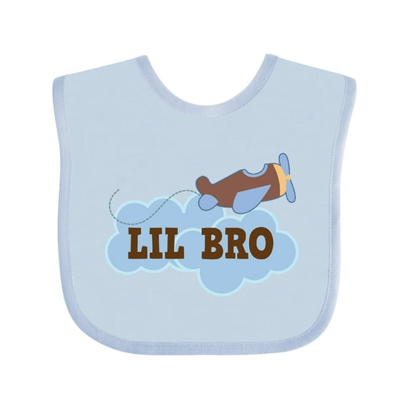Inktastic Lil Bro Airplane Boys Pilot Brother Boys Baby Bib