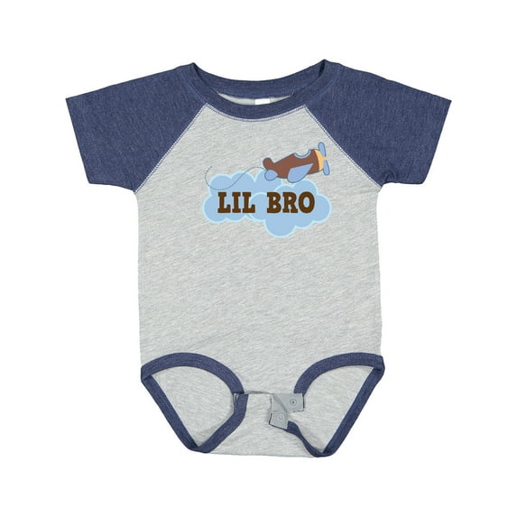 Inktastic Lil Bro Airplane Boys Pilot Brother Boys Baby Bodysuit