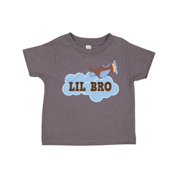 Inktastic Lil Bro Airplane Boys Pilot Brother Boys Toddler T-Shirt