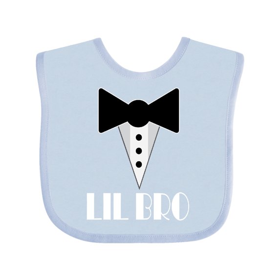 Inktastic Lil Bro Little Brother Mock Tuxedo Tux Boys Baby Bib