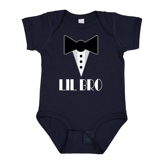 Inktastic Lil Bro Little Brother Mock Tuxedo Tux Boys Baby Bodysuit