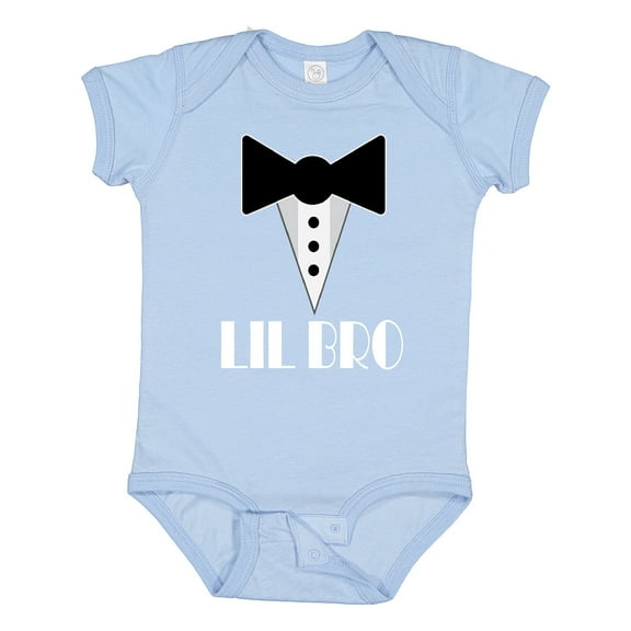 Inktastic Lil Bro Little Brother Mock Tuxedo Tux Boys Baby Bodysuit