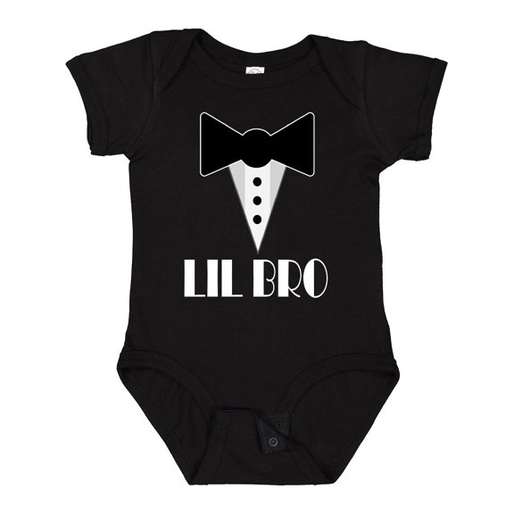 Inktastic Lil Bro Little Brother Mock Tuxedo Tux Boys Baby Bodysuit