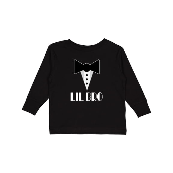 Inktastic Lil Bro Little Brother Mock Tuxedo Tux Boys Long Sleeve Toddler T-Shirt
