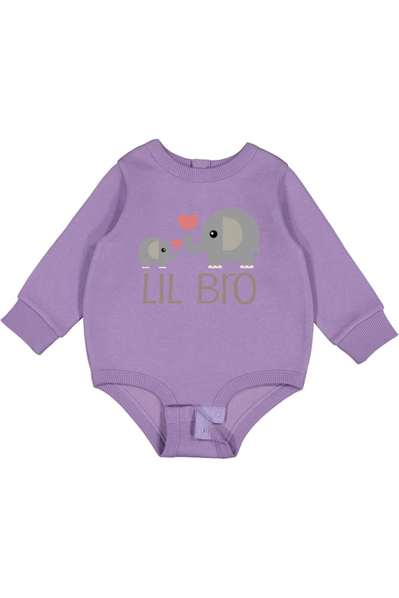 Lil Bro Matching Elephant Baby Fleece Bodysuit