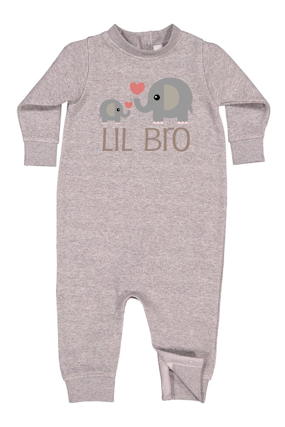 Lil Bro Matching Elephant Baby Fleece Romper