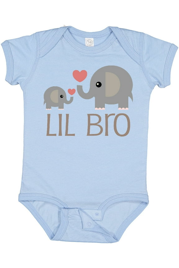 Lil Bro Matching Elephant Boys Baby Bodysuit