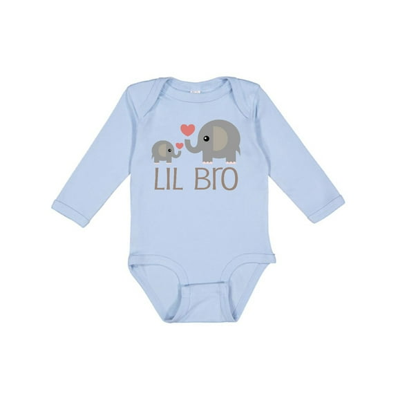 Inktastic Lil Bro Matching Elephant Boys Long Sleeve Baby Bodysuit
